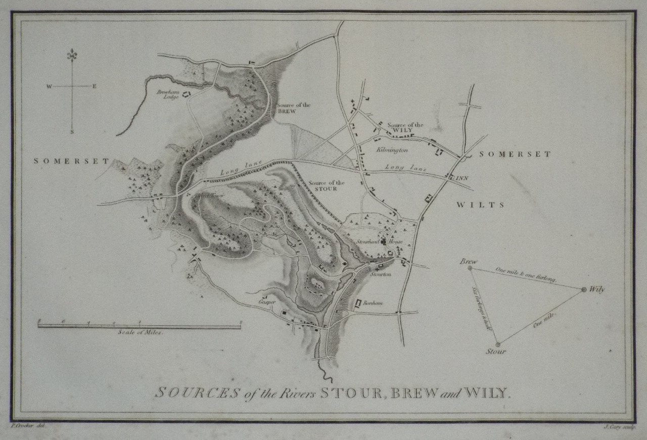 Print - Sources of the Rivers Stour,  Brew and Wily - Cary
